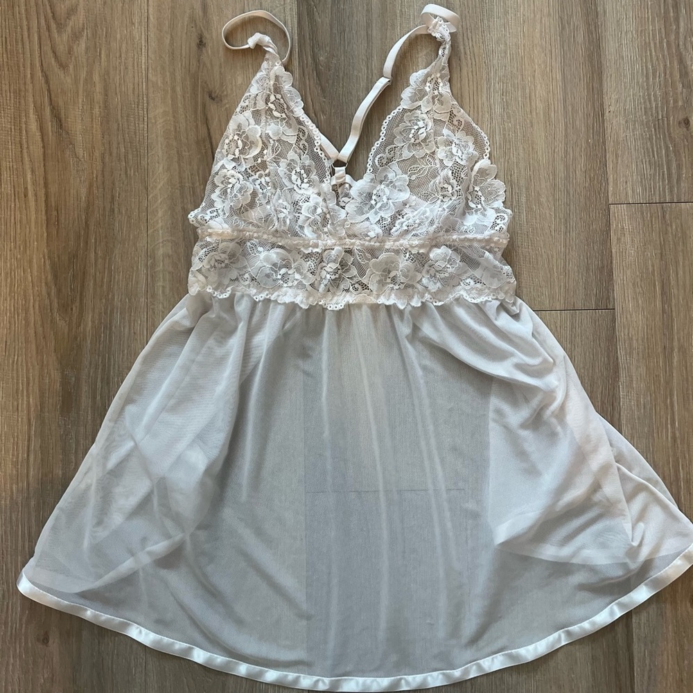 White Lace Lingerie Babydoll Top
